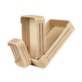 Rectangular wood tray with round corners 35x21x7cm, B119M
