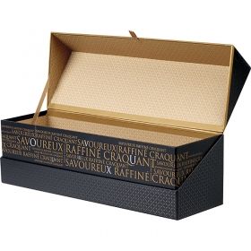 Box Rectangular Cardboard, decor Savoureux, black / copper,  UV Printing, 39,4x12,1x11,7 cm, SV300L