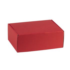 Cutie de carton dreptunghiulara, kraft si rosu, 25x18.5x9.5cm, CV505SR