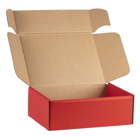 Cutie de carton dreptunghiulara, kraft si rosu, 34.2x25x11.5cm, CV505MR