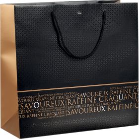 Bag paper "Savoureux" black/copper handles rope eyelet, 35x13x 33 cm, SB314G