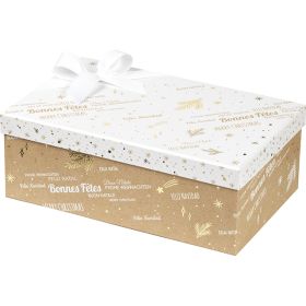 Box cardboard rectangular kraft/white/gold hot foil stamping 