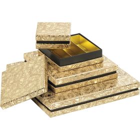 Cutie din carton, pătrată, ciocolata, kraft/auriu, negru, hot foil stamping, 7.5x7.5x3.5 cm, PC230S