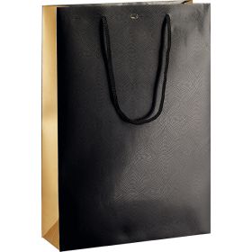 Sacosa cadou, din hârtie, imprimeu negru/cupru/UV, pentru 3 sticle, 27x9x39 см, SB197-3B