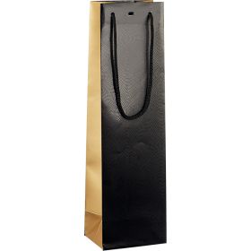 Bag Paper 1 bottle copper/black/UV Printing rope handles closing eyelet, 11x9x39 cm, SB195-1B
