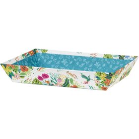 Tray cardboard rectangular blue/flowers; Dimensions in cm: 27 x 20 x 5; FL103P