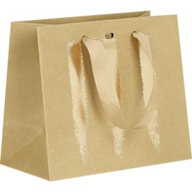 Gift paper bag of craft/gold; satin handles;20х10х17см, SB024P