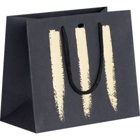 Gift paper bag of black/gold, textile handles;20х10х17см, SB024P