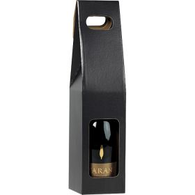 Cutie cadou pentru 1 sticla de vin, Negru/Kraft, 9x9x40 cm, GV020-1BK