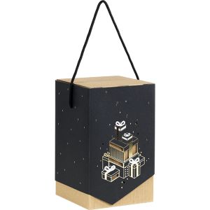 Box cardboard sleeve black/gold hot foil stamping Christmas presents, Dimensions in cm : 16 x 16 x 26, CP170P