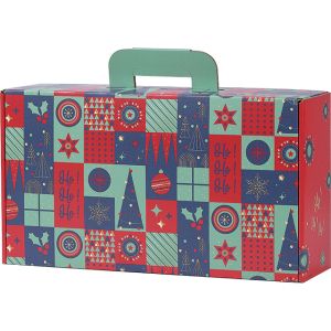 CHRISTMAS MOSAIC rectangular cardboard box, green/red/gold, 33x18.5x9.5 cm, CV047P