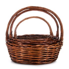 Oval wicker basket, brown, SET of 3, SP609SET