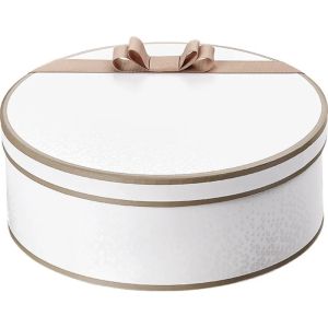 Cutie rotundă din carton LUMINI ȘI UMBRE alb/maro/imprimat UV 27,5 x 27,5 x 10,0 cm, ND151P