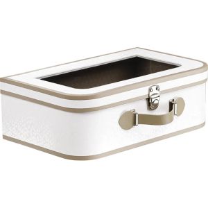 Cutie de carton dreptunghiulara cu fereastra alb/maro/imprimat UV 33,0 x 21,0 x 11,0 cm, ND150M