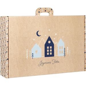 Carton Kraft dreptunghiular „Serveta” OSLO albastru/alb, 38,4 x 32,5 x 11,5 cm, CV054G