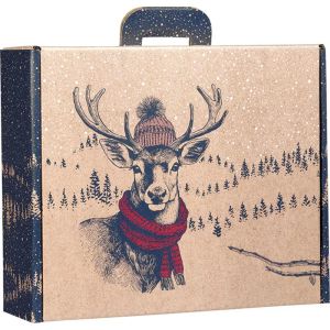 Carton Kraft dreptunghiular „Serveta” DEER ENCONTRĂRI NEȘTEPTATE roșu/albastru/alb, 38,4 x 32,5 x 11,5 cm, CV057G