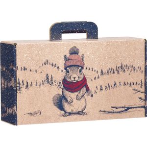 „Valiza” kraft dreptunghiulară din carton ÎNTÂLNĂRI NEȘTEPTATE VVERITA roșu/albastru/alb, 33,0 x 18,5 x 9,5 cm, CV057P