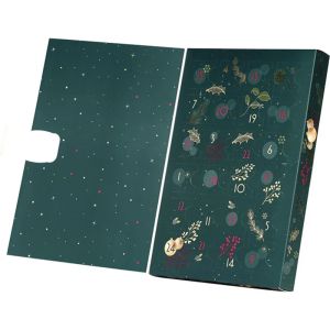 Calendar de Advent dreptunghiular de Crăciun NATURA FERMATĂ verde/auriu 21,2 x 30,4 x 3,1 cm, BF498P