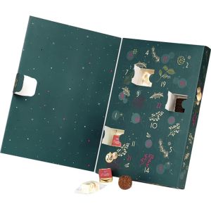 Calendar de Advent dreptunghiular de Crăciun NATURA FERMATĂ verde/auriu 21,2 x 30,4 x 3,1 cm, BF498P