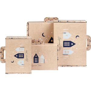 Carton Kraft dreptunghiular „Serveta” OSLO albastru/alb, 33,0 x 18,5 x 9,5 cm, CV054P