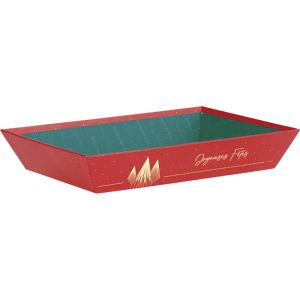 Tavă din carton CHRISTMAS PRESTIGE roșu/auriu ștanțat la cald 27,0 x 20,0 x 5,0 cm, BF513P