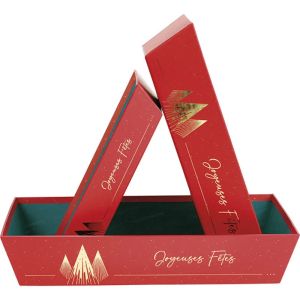 Tavă din carton CHRISTMAS PRESTIGE roșu/auriu ștanțat la cald 27,0 x 20,0 x 5,0 cm, BF513P