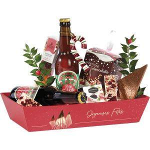 Tavă din carton CHRISTMAS PRESTIGE roșu/auriu ștanțat la cald 27,0 x 20,0 x 5,0 cm, BF513P