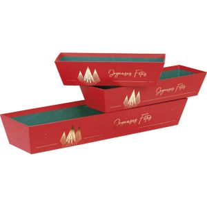 Tavă din carton CHRISTMAS PRESTIGE roșu/auriu ștanțat la cald 44,0 x 12,0 x 7,0 cm, BF516L