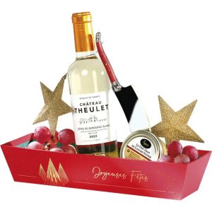Tavă din carton CHRISTMAS PRESTIGE roșu/auriu ștanțat la cald 30,0 x 10,0 x 6,0 cm, BF516LS