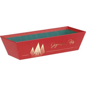 Tavă carton CHRISTMAS PRESTIGE roșu/auriu ștanțare la cald 24,0 x 10,0 x 6,0 cm, BF516LXS