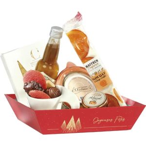 Tavă pătrată din carton CHRISTMAS PRESTIGE roșu/auriu ștanțat la cald 20,0 x 20,0 x 5,0 cm, BF517CS