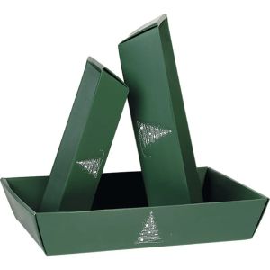 Tavă din carton WINTER ELEGANCE verde/alb, 34,0 x 21,0 x 7,3 cm, CP344M-V
