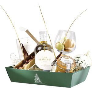 Tavă din carton WINTER ELEGANCE verde/alb, 34,0 x 21,0 x 7,3 cm, CP344M-V