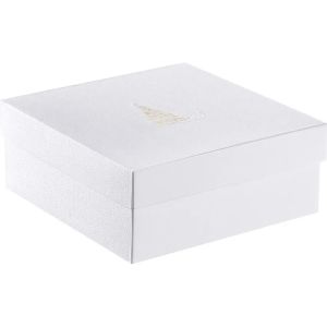 Cutie pătrată din carton GOLDEN SPARKLES textura alb și auriu, 17,7 x 17,7 x 7,5 cm, CP331CXS-W