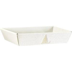 Tava din carton GOLDEN SPARKLES textura alb/auriu. 28,0 x 20,5 x 5,5 cm, CP333P-W