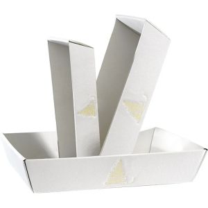 Tava din carton GOLDEN SPARKLES textura alb/auriu. 28,0 x 20,5 x 5,5 cm, CP333P-W