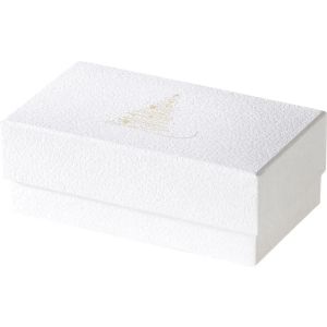Cutie de carton pentru bomboane de ciocolata GOLDEN SPARKLES textura alb/auriu imprimare la cald 3 separatoare, 17,0 x 9,8 x 6,2 cm, PC301MW