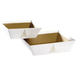 Tavă din carton GOLDEN SPARKLES textura alb/aurie, 20,0 x 20,0 x 5,0 cm, PC302CS