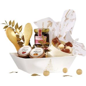 Tavă din carton GOLDEN SPARKLES textura alb/aurie, 15,0 x 15,0 x 5,0 cm, PC302CXS