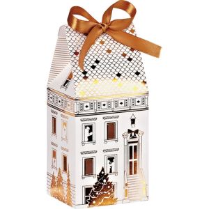 Cutie de carton în formă de casă, FESTIVE CITY, alb/auriu, 8,0 x 7,0 x 15,9 cm, CP321XSBF