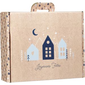 Carton Kraft dreptunghiular „Serveta” OSLO albastru/alb, 38,4 x 32,5 x 11,5 cm, CV054G