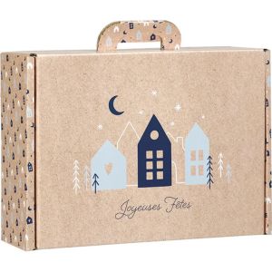 Carton Kraft dreptunghiular „Serveta” OSLO albastru/alb, 34,2 x 25,0 x 11,5 cm, CV054M