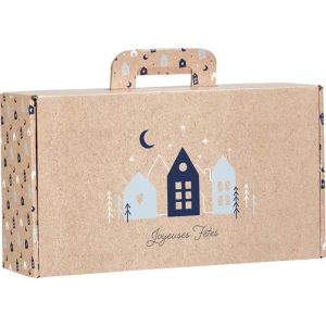 Carton Kraft dreptunghiular „Serveta” OSLO albastru/alb, 33,0 x 18,5 x 9,5 cm, CV054P