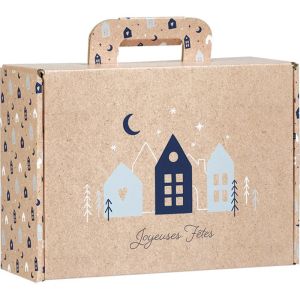 Carton Kraft dreptunghiular „Serveta” OSLO albastru/alb, 25,0 x 18,5 x 9,5 cm, CV054S