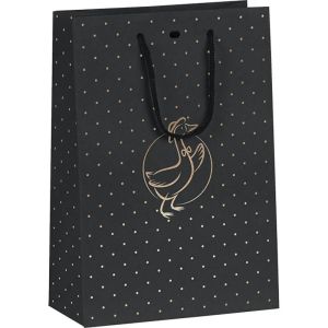 Pungă de hârtie DUCK CHIC, negru/auriu, ștanțare la cald, 20,0 x 10,0 x 29,0 cm, SB581S