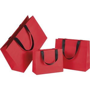 Pungă de hârtie RED CARPET textură roșie, 25,5 x 10,0 x 21,5 cm, SB741S