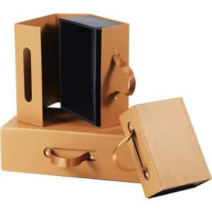 Cutie dreptunghiulară din carton tip „servietă” „HAVANA” cu închidere magnetică, culoare maro, 33,5x20,0x10,5 cm, CP300P-HA