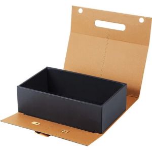 Cutie dreptunghiulară din carton tip „servietă” „HAVANA” cu închidere magnetică, culoare maro, 37,3x26,5x12,5 cm, CP300G-HA