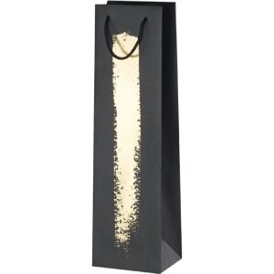 Pungă de hârtie pentru 1 sticlă, neagră și aurie, 11,0x9,0x39,0 cm, SB017-1BOR