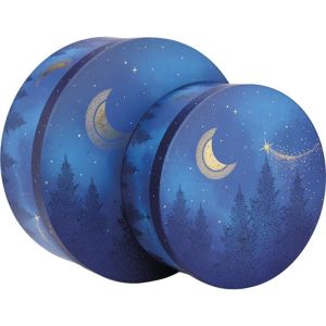 Round cardboard box "STARRY NIGHT" blue/gold hot foil stamping